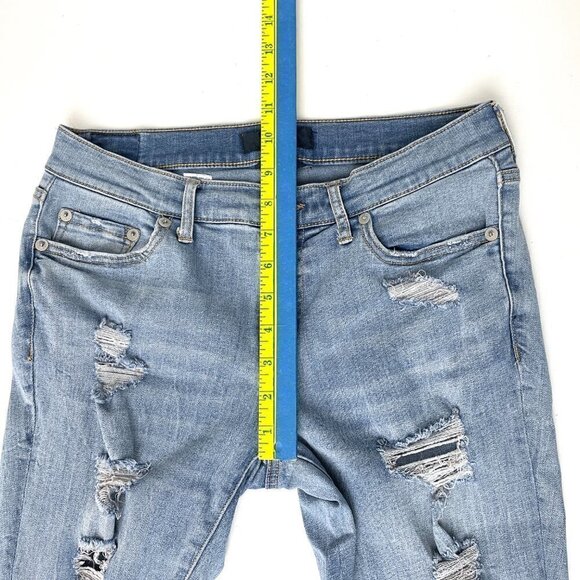 Aero Women's Low Rise Skinny Jeans Light Wash Distressed size 8 length 29" - Picture 4 of 8